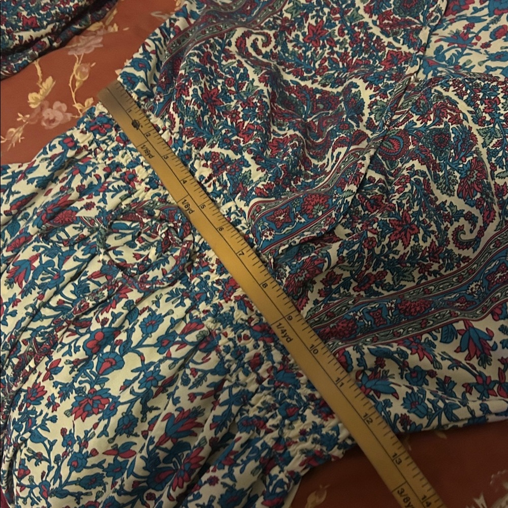 Anthropologie Boemo  Floral Long Sleeve Dress - Red and Blue - Picture 12 of 14